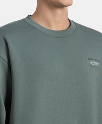 Super Combed Cotton Rich Graphic Print Fleece Sweatshirt with StayWarm Technology - Balsam Green