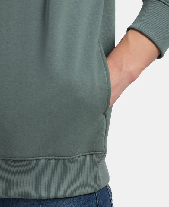 Super Combed Cotton Rich Graphic Print Fleece Sweatshirt with StayWarm Technology - Balsam Green