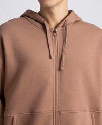 Oversized Super Combed Cotton Rich Fleece Jacket with StayWarm Technology - Brownie