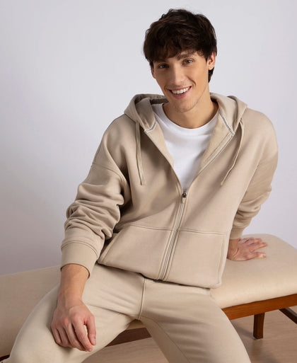 Oversized Super Combed Cotton Rich Fleece Jacket with StayWarm Technology - Pure Cashmere