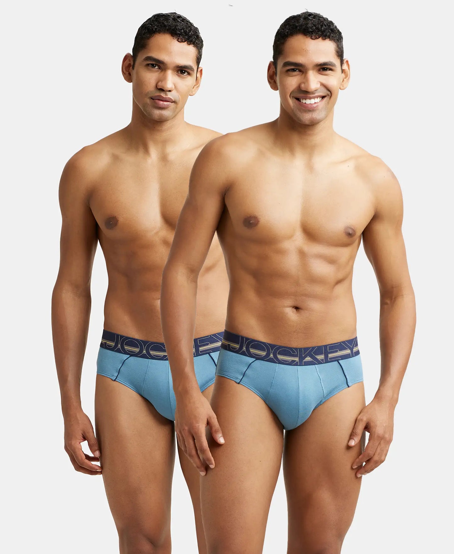 Super Combed Cotton Solid Brief with Ultrasoft Waistband - Aegean Blue (Pack of 2)