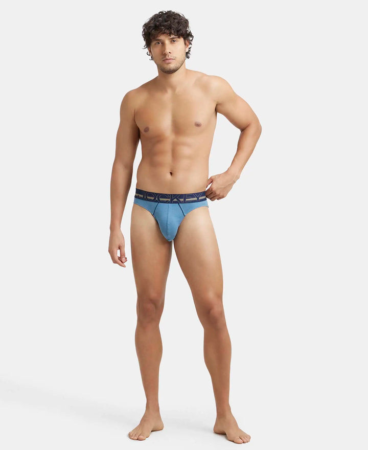 Super Combed Cotton Rib Solid Brief with Ultrasoft Waistband - Aegean Blue-4