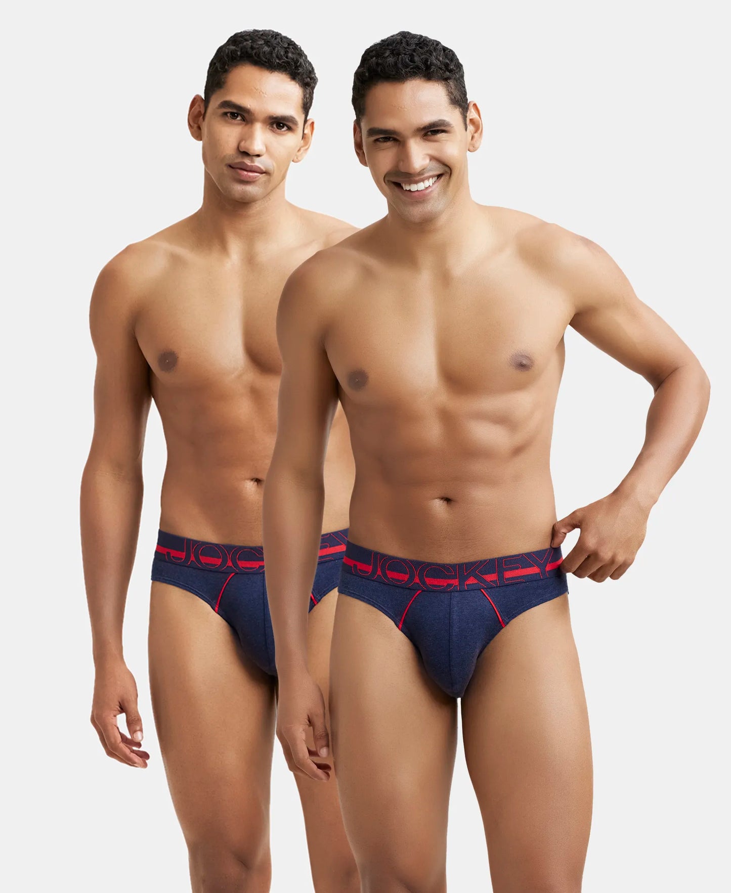 Super Combed Cotton Rib Solid Brief with Ultrasoft Waistband - Ink Blue Melange (Pack of 2)