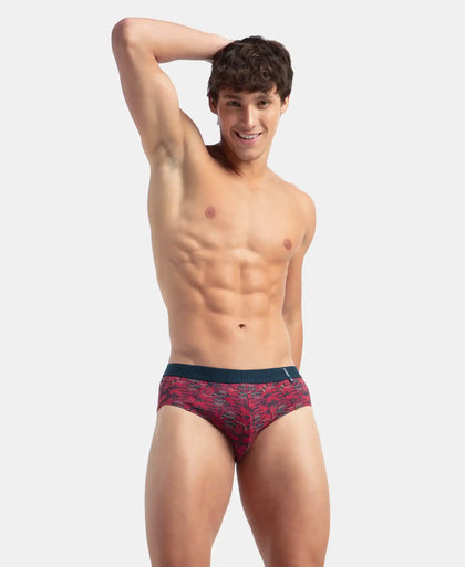 Super Combed Cotton Printed Brief with Ultrasoft Waistband - Karanda Red