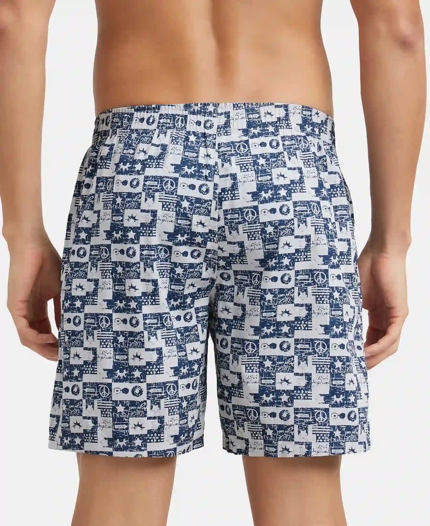 Super Combed Mercerized Cotton Woven Printed Boxer Shorts with Side Pocket - Nickle-3