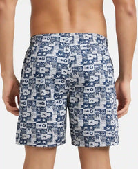 Super Combed Mercerized Cotton Woven Printed Boxer Shorts with Side Pocket - Nickle-3