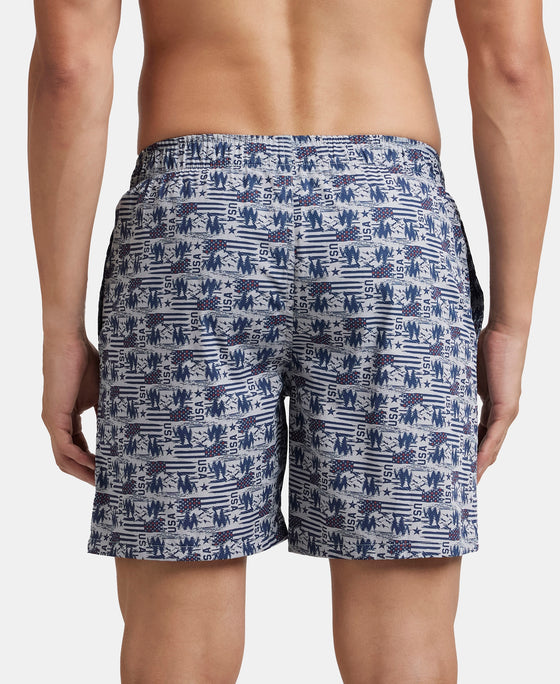 Super Combed Mercerized Cotton Woven Printed Boxer Shorts with Side Pockets - Nickel & Brickred (Pack of 2)