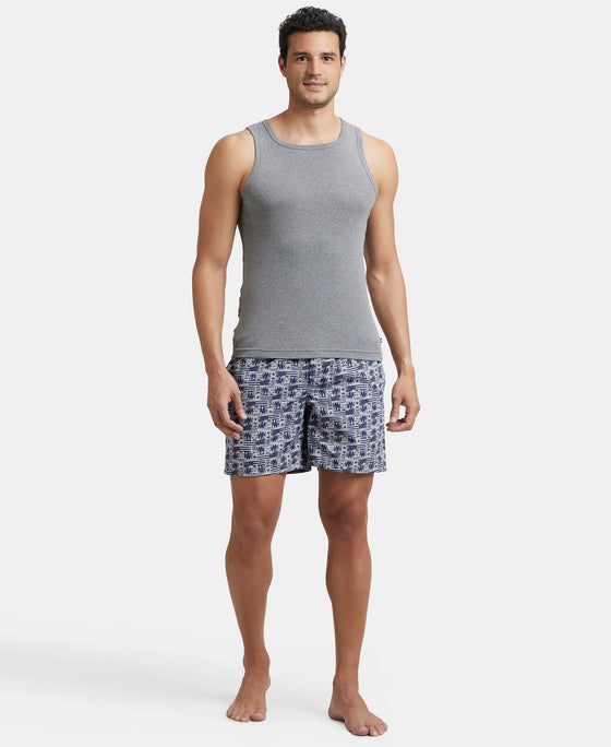 Super Combed Mercerized Cotton Woven Printed Boxer Shorts with Side Pockets - Nickel & Brickred (Pack of 2)