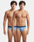 Super Combed Cotton Elastane Stretch Solid Brief with Ultrasoft Waistband - Blue Heaven (Pack of 2)