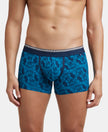 Super Combed Cotton Elastane Stretch Printed Trunk with Ultrasoft Waistband - Bright Teal