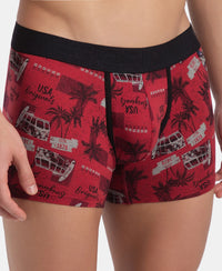 Super Combed Cotton Elastane Stretch Printed Trunk with Ultrasoft Waistband - Karanda Red