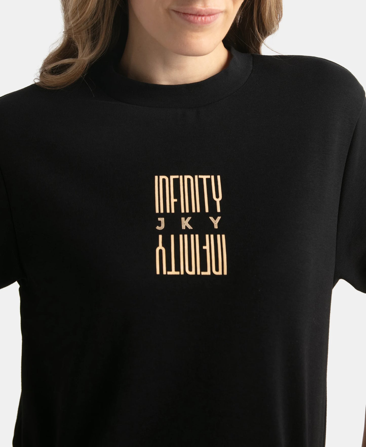 Super Combed Cotton Rich Oversized Graphic Print T-Shirt with Drop Shoulder Styling - Deep Black