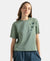 Super Combed Cotton Rich Oversized Graphic Print T-Shirt with Drop Shoulder Styling - Lily Pad