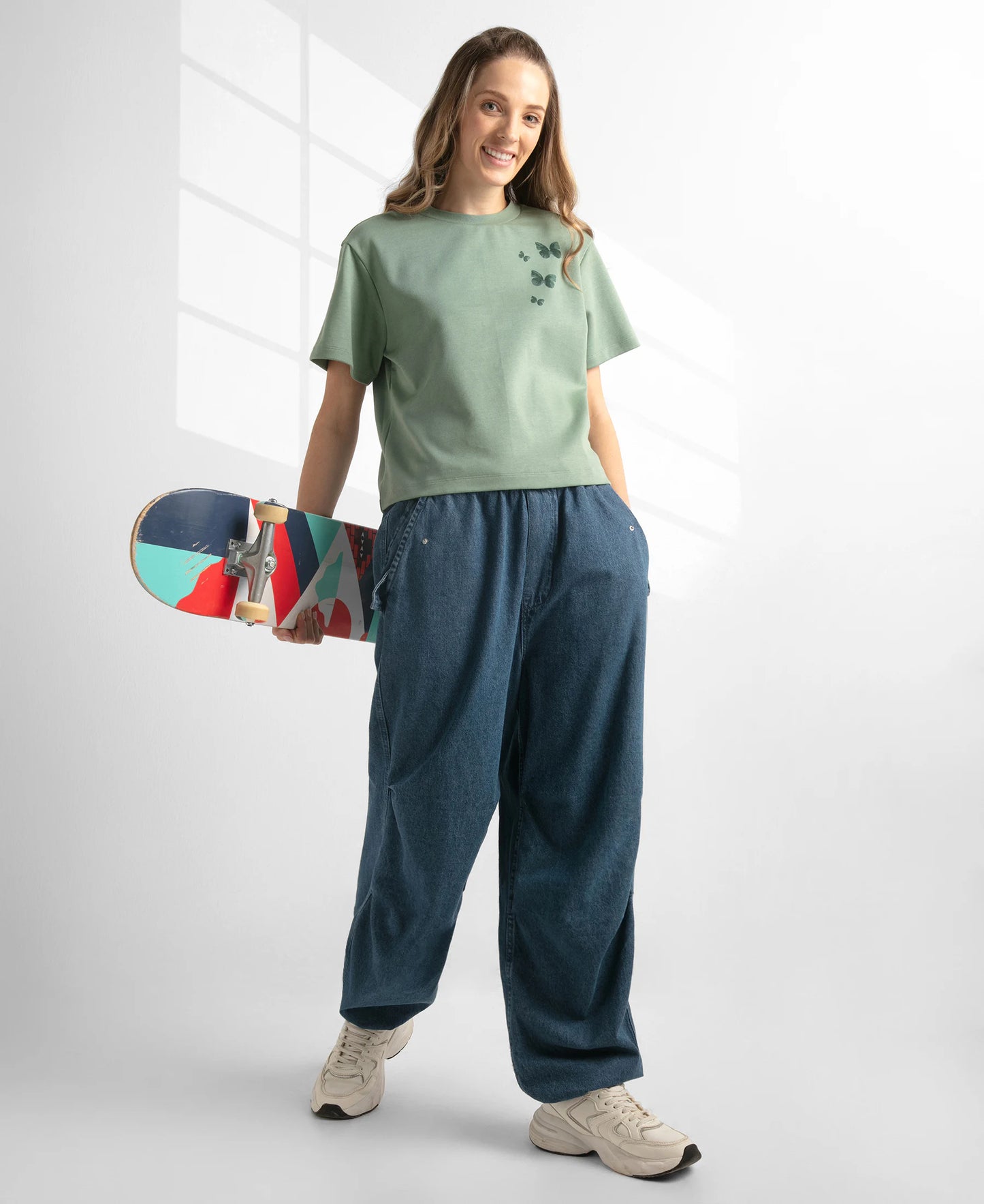 Super Combed Cotton Rich Oversized Graphic Print T-Shirt with Drop Shoulder Styling - Lily Pad
