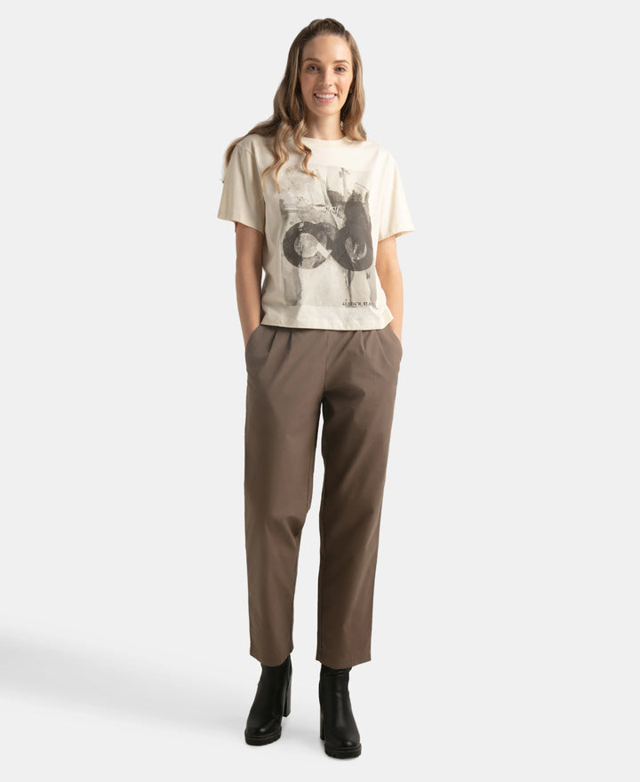 Super Combed Cotton Rich Oversized Graphic Print T-Shirt with Drop Shoulder Styling - Snow White