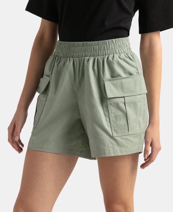 Super Combed Cotton Regular Fit Hybrid Cargo Shorts - Iceberg Green