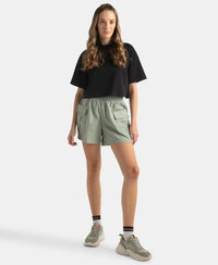 Super Combed Cotton Regular Fit Hybrid Cargo Shorts - Iceberg Green