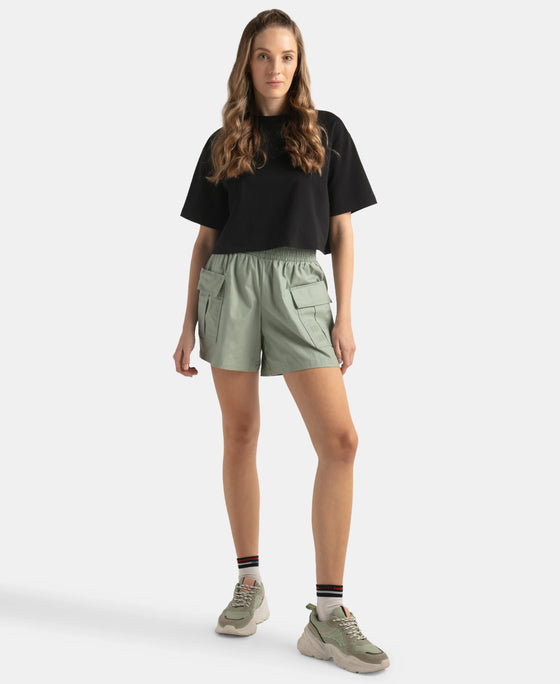 Super Combed Cotton Regular Fit Hybrid Cargo Shorts - Iceberg Green