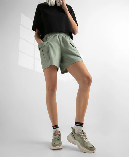 Super Combed Cotton Regular Fit Hybrid Cargo Shorts - Iceberg Green
