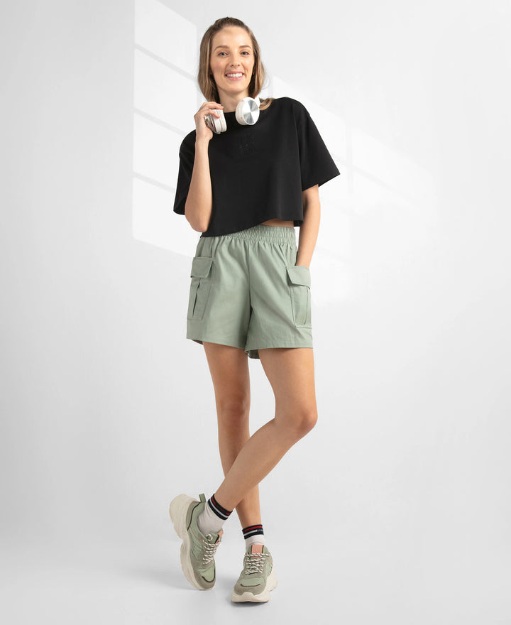 Super Combed Cotton Regular Fit Hybrid Cargo Shorts - Iceberg Green