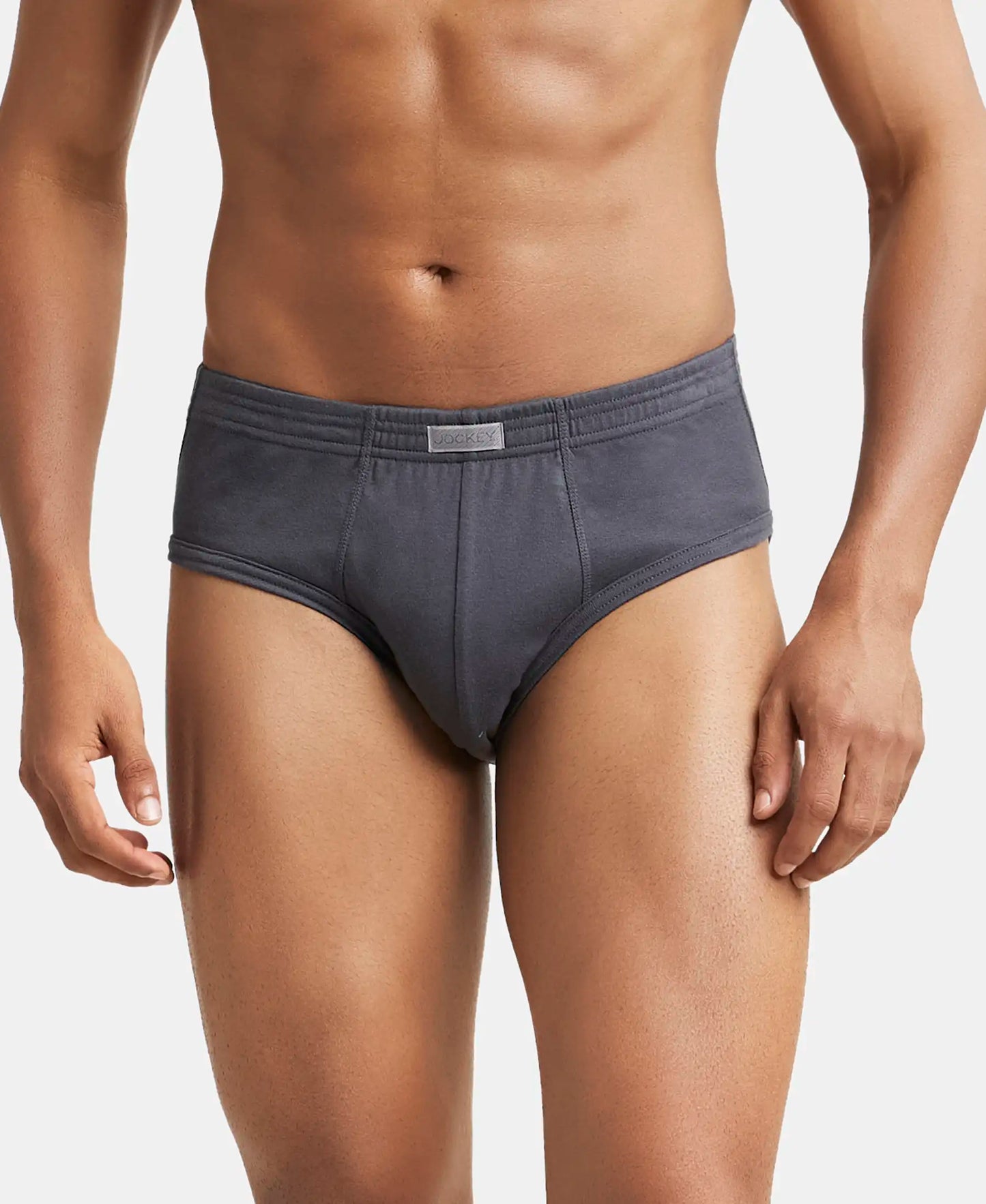 Super Combed Cotton Rib Solid Brief with StayFresh Treatment - Asphalt-2