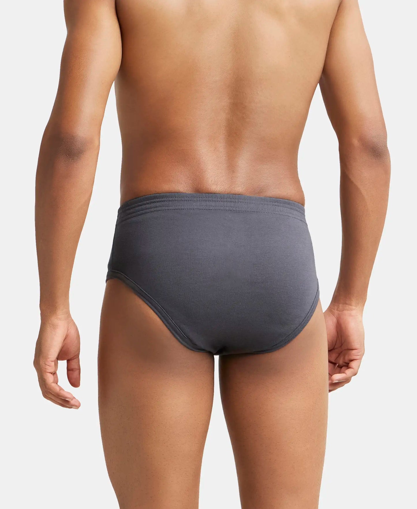 Super Combed Cotton Rib Solid Brief with StayFresh Treatment - Asphalt-4