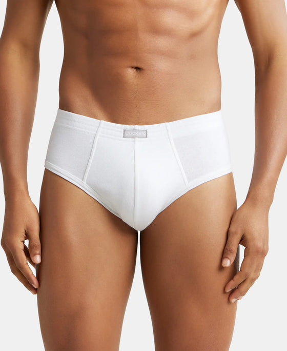 Super Combed Cotton Rib Solid Brief with StayFresh Treatment - White-2