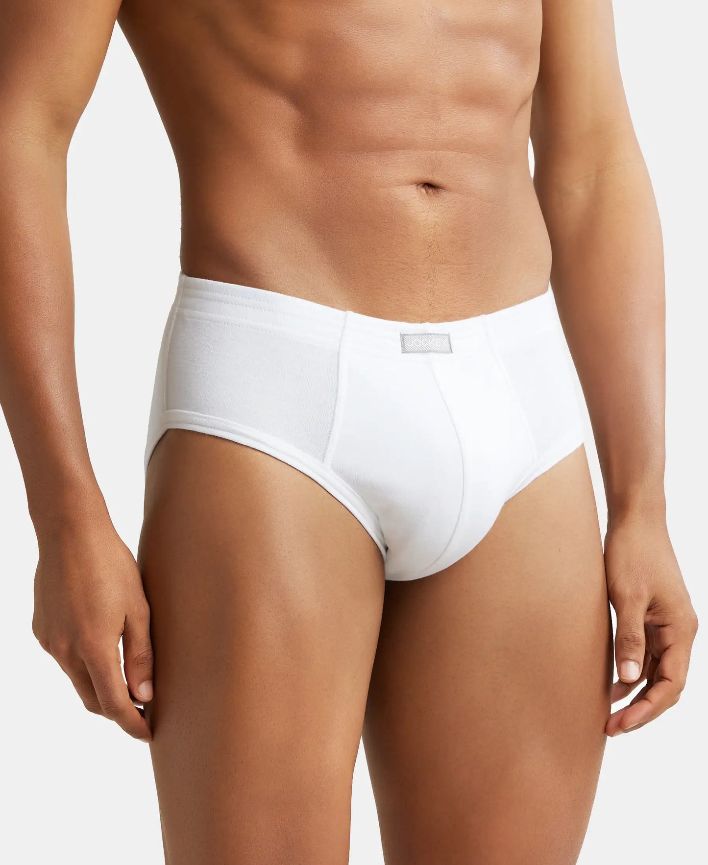 Super Combed Cotton Rib Solid Brief with StayFresh Treatment - White-3
