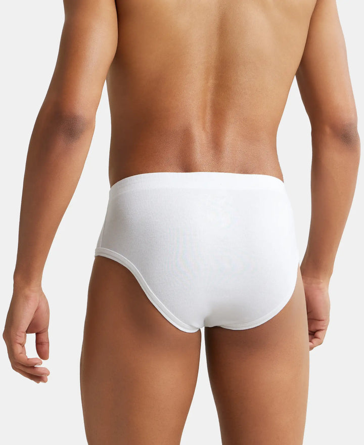 Super Combed Cotton Rib Solid Brief with StayFresh Treatment - White-4