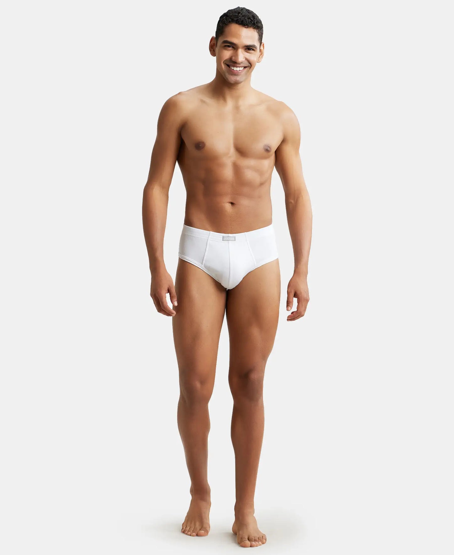 Super Combed Cotton Rib Solid Brief with StayFresh Treatment - White-5