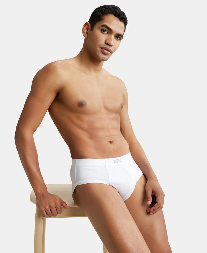 Super Combed Cotton Rib Solid Brief with StayFresh Treatment - White-7