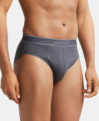 Super Combed Cotton Solid Brief with Stay Fresh Treatment - Ashphalt-2