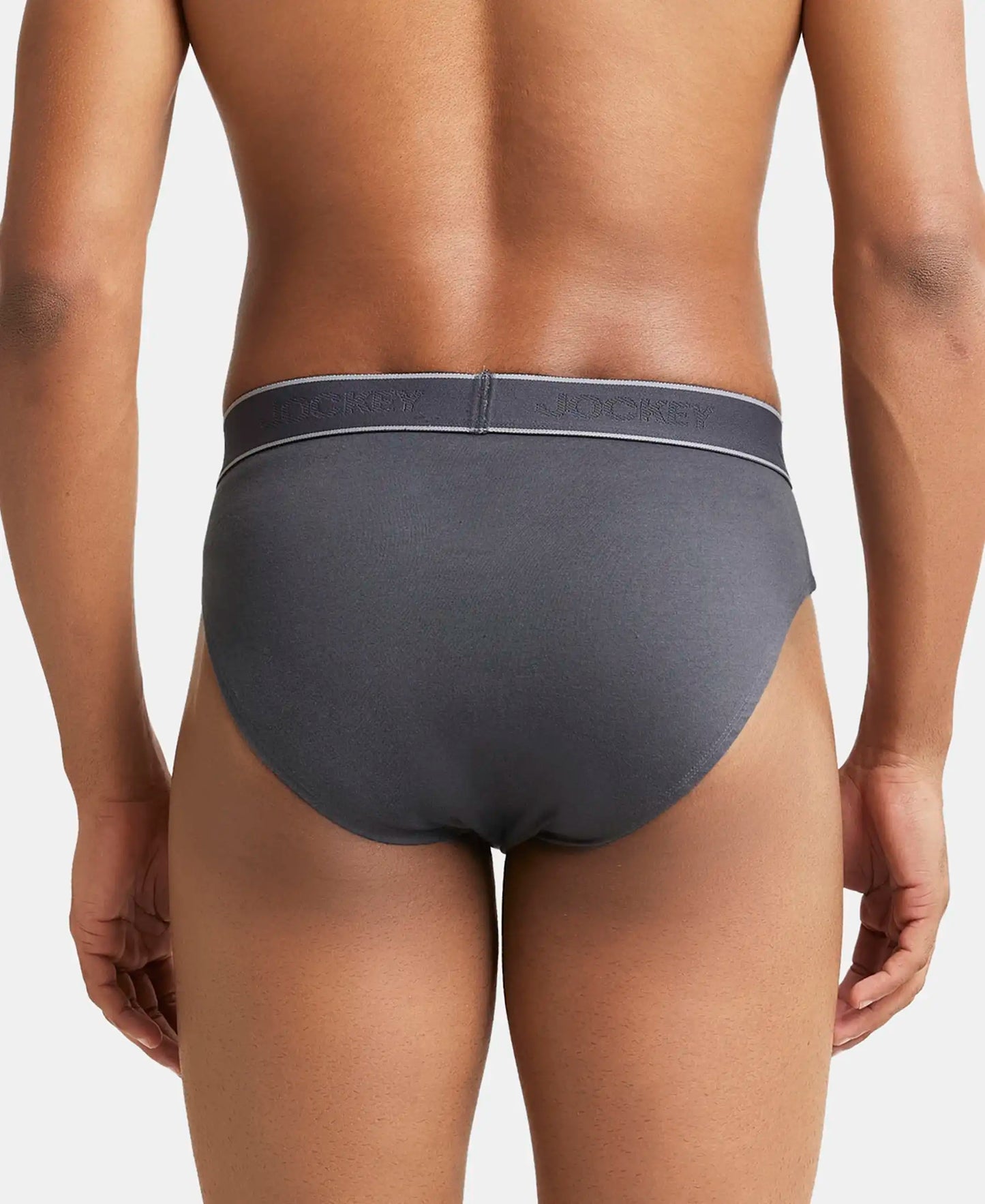 Super Combed Cotton Solid Brief with Stay Fresh Treatment - Ashphalt-3