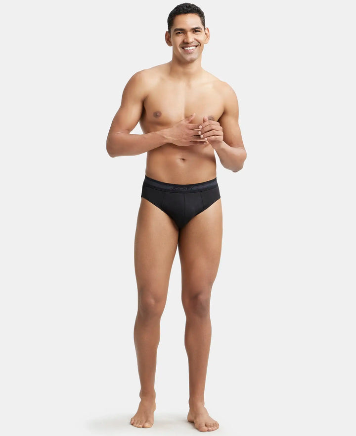 Super Combed Cotton Solid Brief with Stay Fresh Treatment - Black-4
