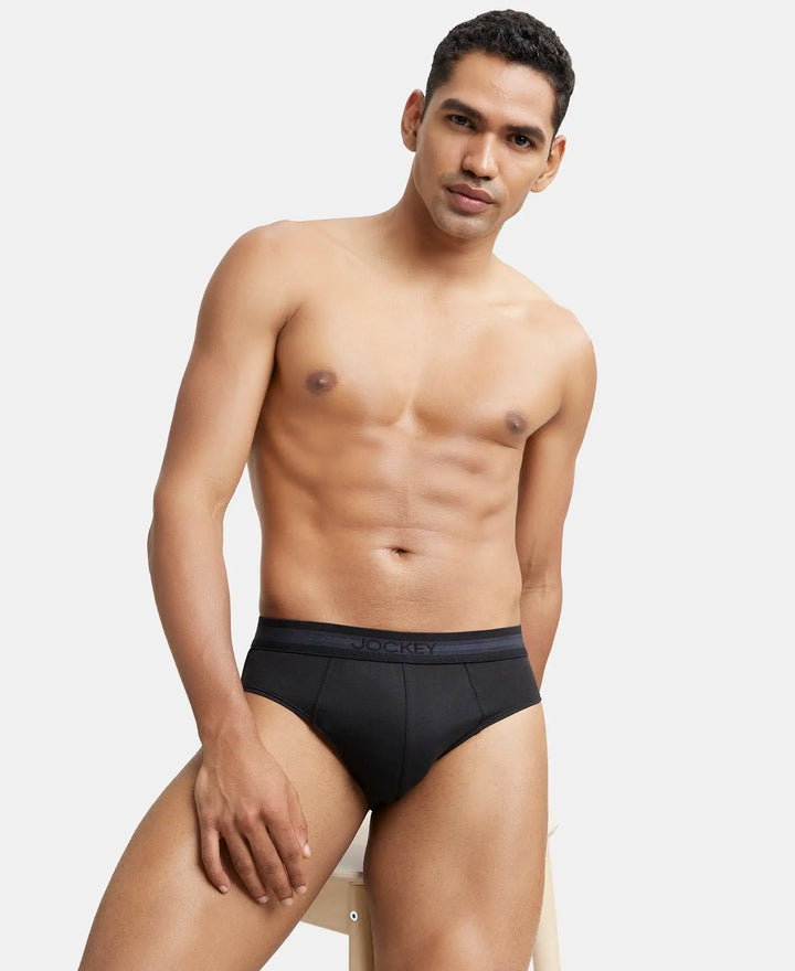 Super Combed Cotton Solid Brief with Stay Fresh Treatment - Black-5
