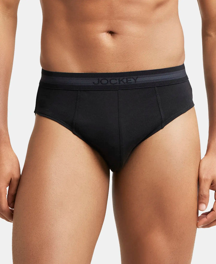 Super Combed Cotton Solid Brief with Stay Fresh Treatment - Black-2