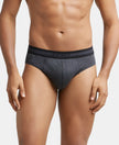 Super Combed Cotton Solid Brief with Stay Fresh Treatment - Black Melange-1
