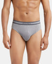 Super Combed Cotton Solid Brief with Stay Fresh Treatment - Mid Grey Melange-1