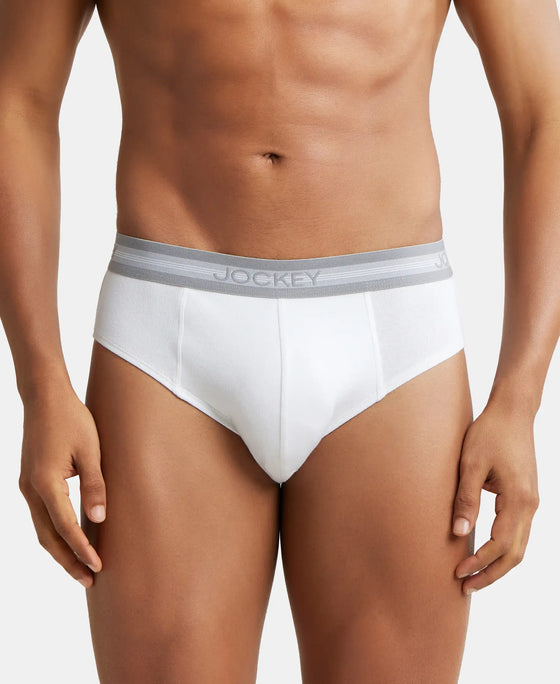 Super Combed Cotton Solid Brief with Stay Fresh Treatment - White-2