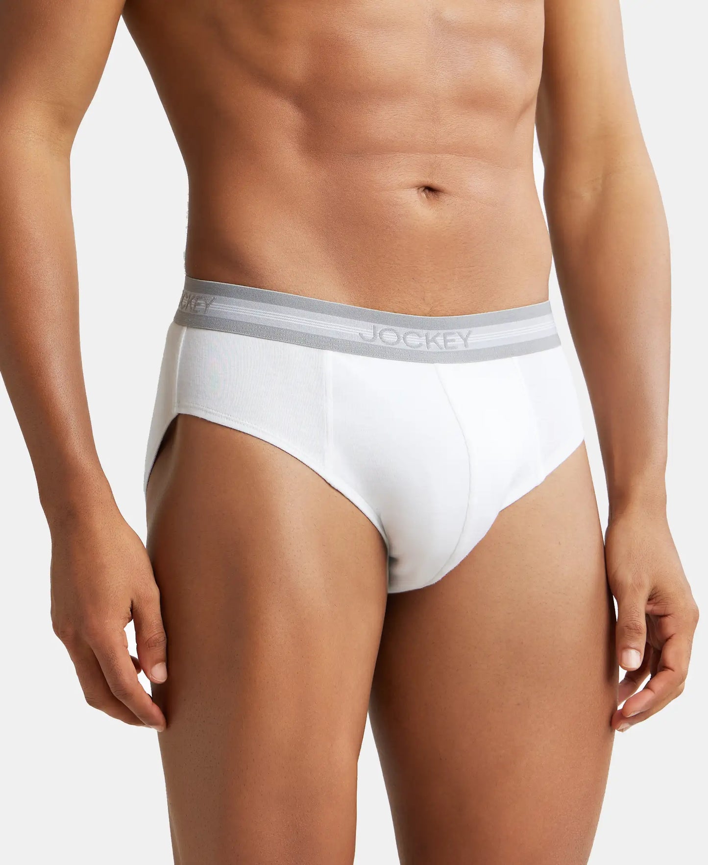 Super Combed Cotton Solid Brief with Stay Fresh Treatment - White-3