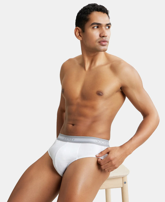 Super Combed Cotton Solid Brief with Stay Fresh Treatment - White-6