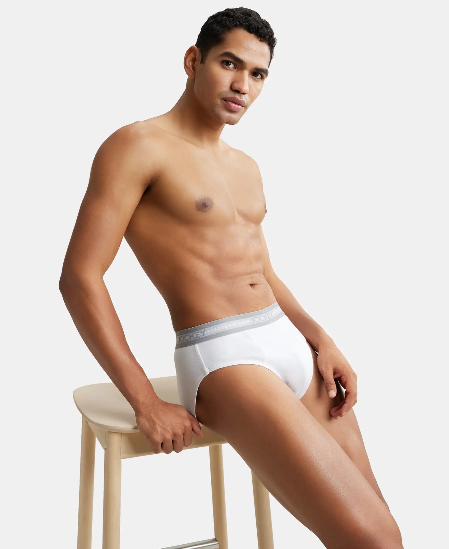 Super Combed Cotton Solid Brief with Stay Fresh Treatment - White-7