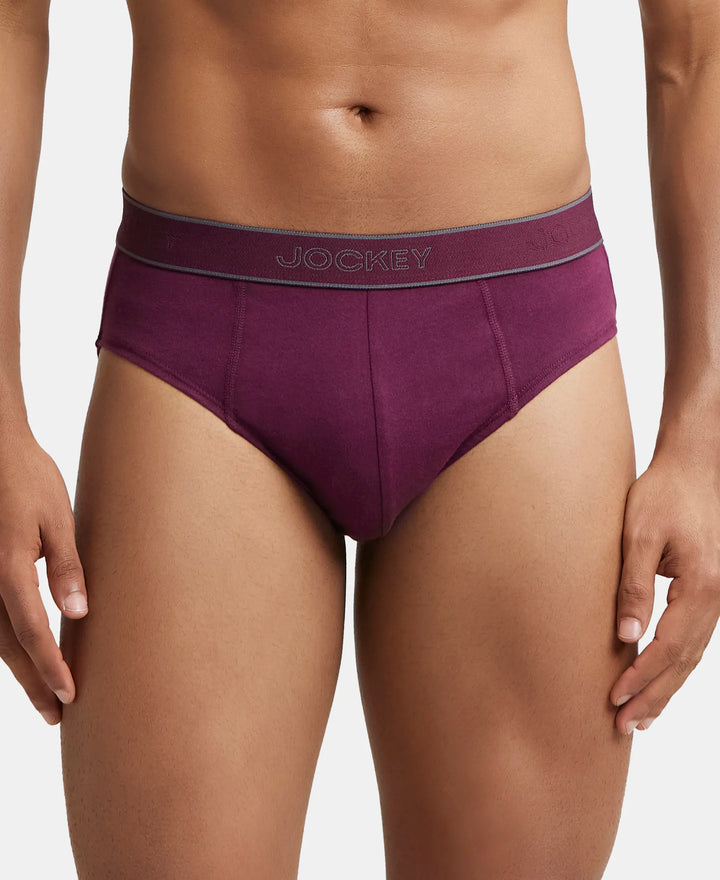 Super Combed Cotton Solid Brief with Stay Fresh Treatment - Wine Tasting-1