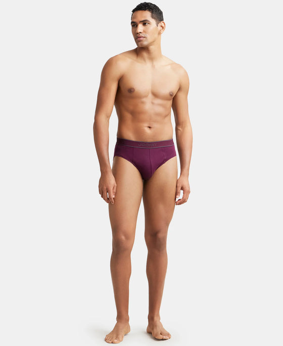 Super Combed Cotton Solid Brief with Stay Fresh Treatment - Wine Tasting-4