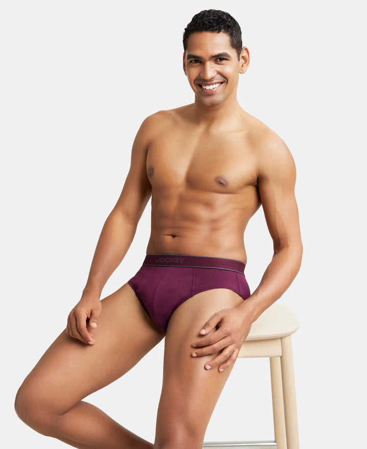 Super Combed Cotton Solid Brief with Stay Fresh Treatment - Wine Tasting-5
