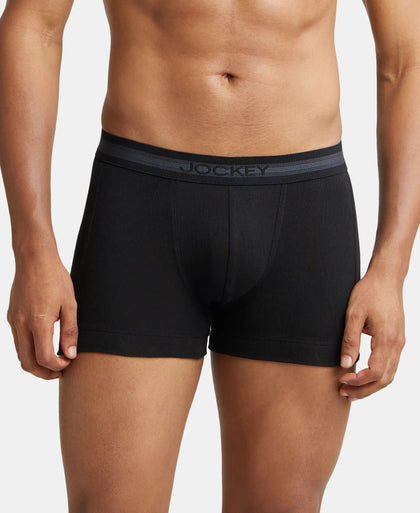 Super Combed Cotton Rib Solid Trunk with StayFresh Treatment - Black-2