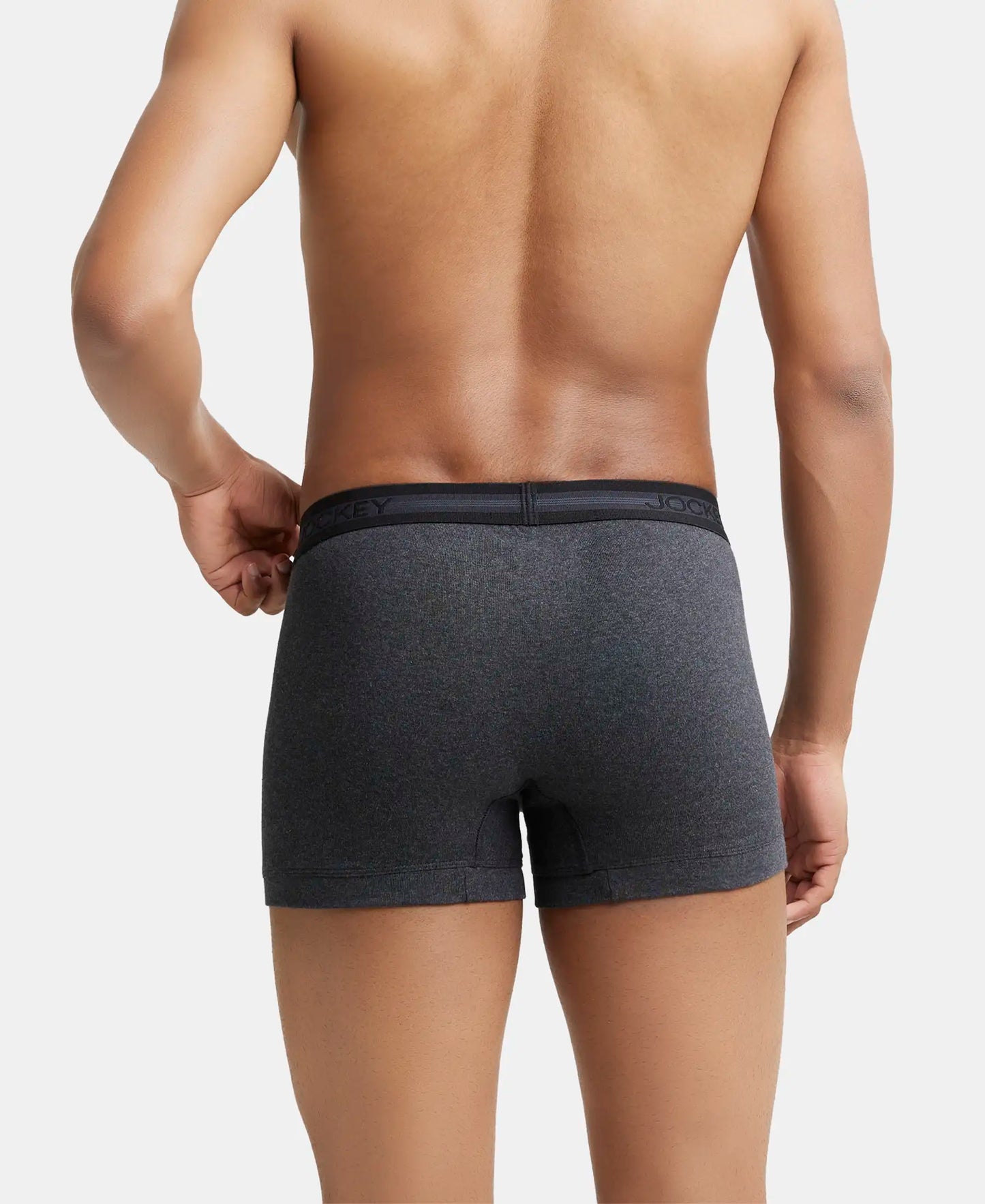 Super Combed Cotton Rib Solid Trunk with StayFresh Treatment - Black Melange-3