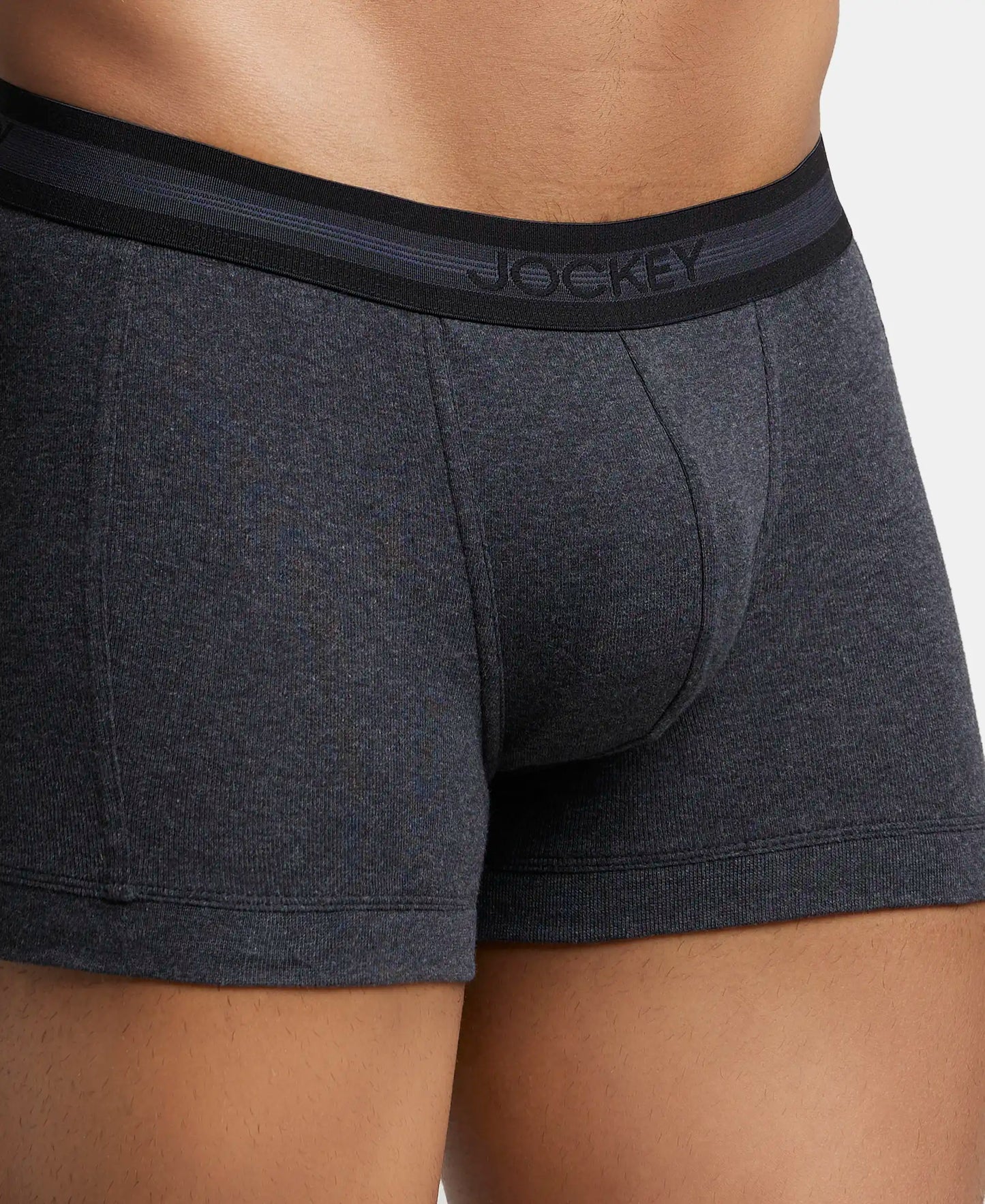 Super Combed Cotton Rib Solid Trunk with StayFresh Treatment - Black Melange-6
