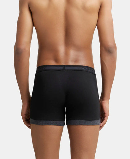 Super Combed Cotton Rib Solid Boxer Brief with StayFresh Treatment - Black & Black Melange-4