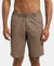 Super Combed Mercerised Cotton Woven Straight Fit Shorts with Side Pockets - Dark Khaki-1